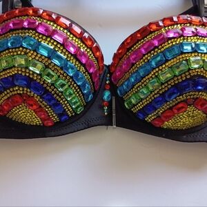Colorful Gemstone Embellished Bra